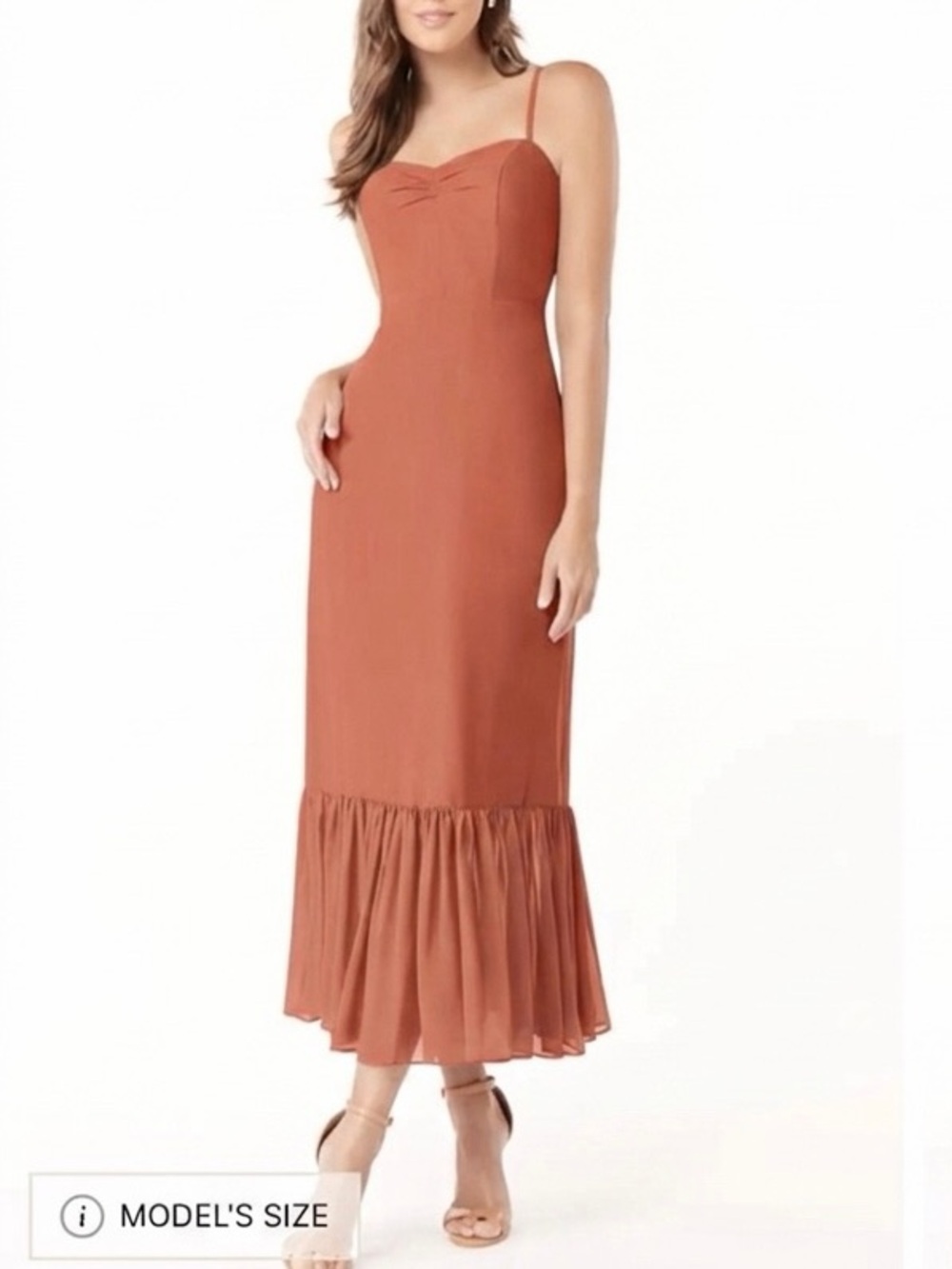 NWT Azazie Women’s Justina Terracotta Sweetheart Neckline Chiffon Dress Size A2
